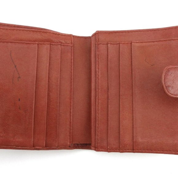 Leather Press FURLA bi-fold wallet Ostrich tone type Auth used L3086 - Picture 6 of 8